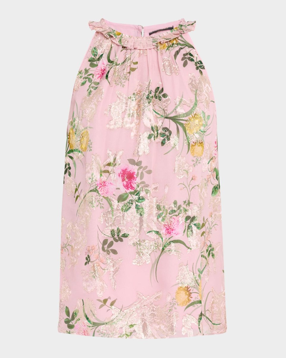 Charles Floral-Print Fil Coupe Halter Blous